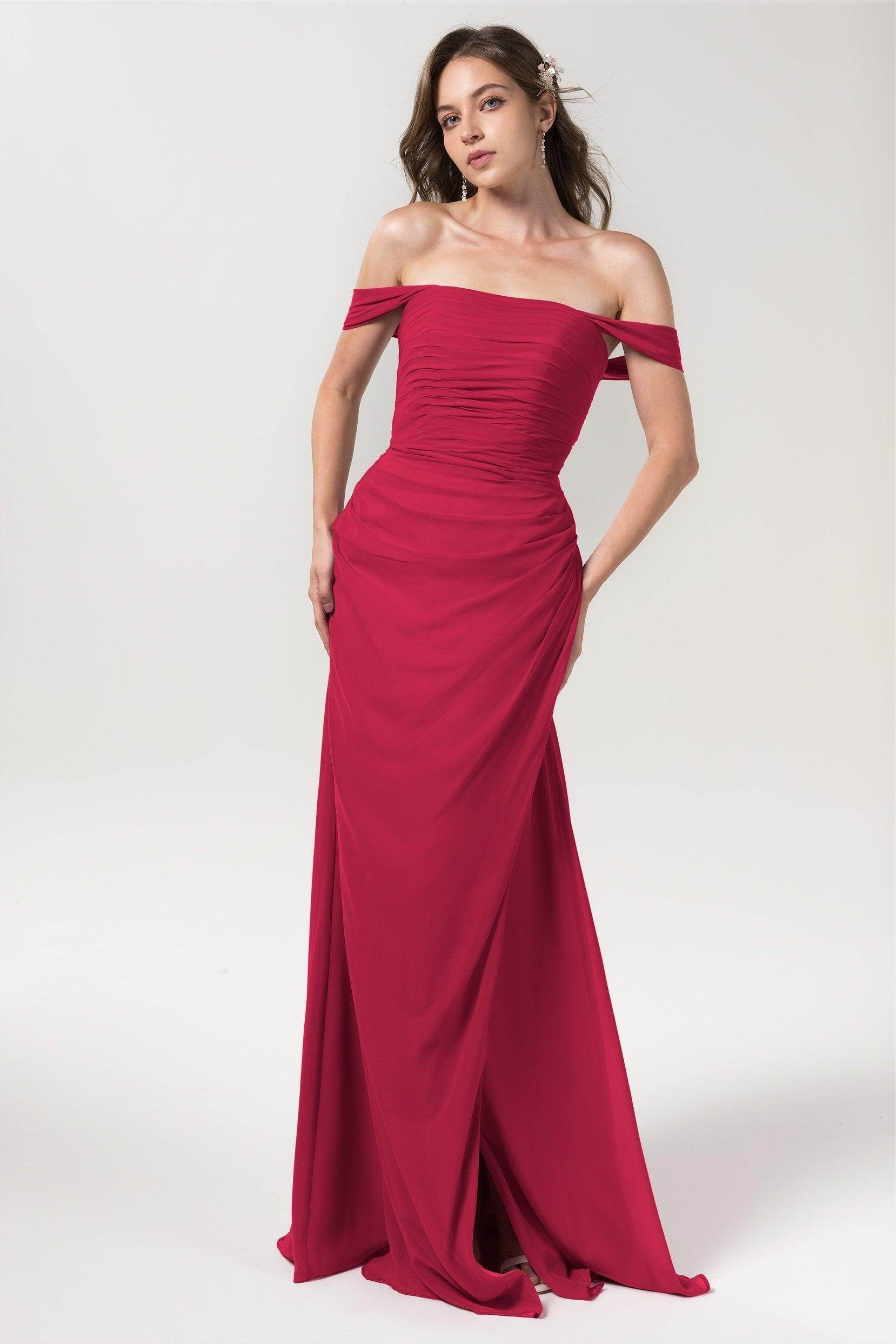 Sheath-Column Floor Length Chiffon Bridesmaid Dress Formal Dresses CB0561 - COCOMELODY